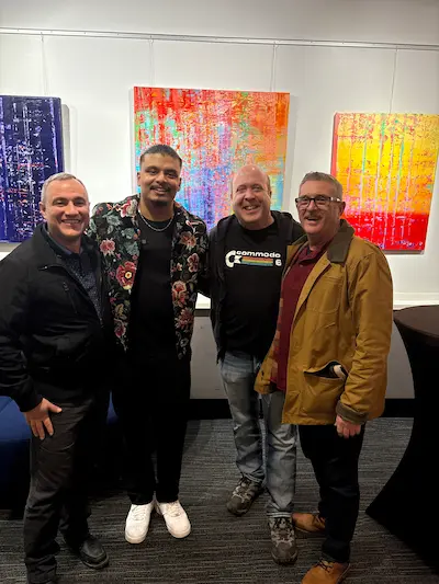 Ian Stewart, Savio Joseph, Remi Boudreau, and Kevin Robart after the show